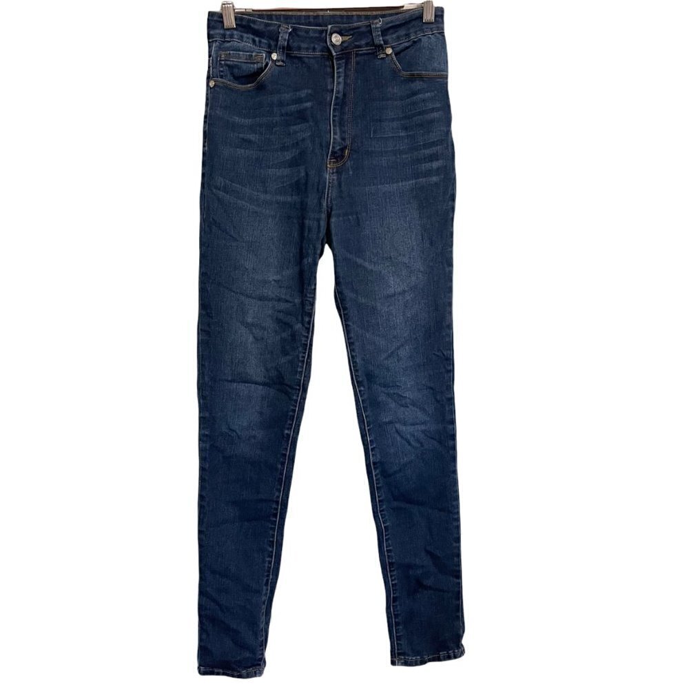 Sweet Look Women's Juniors Dark Wash High Rise Stretch Skinny Jeans Size 9